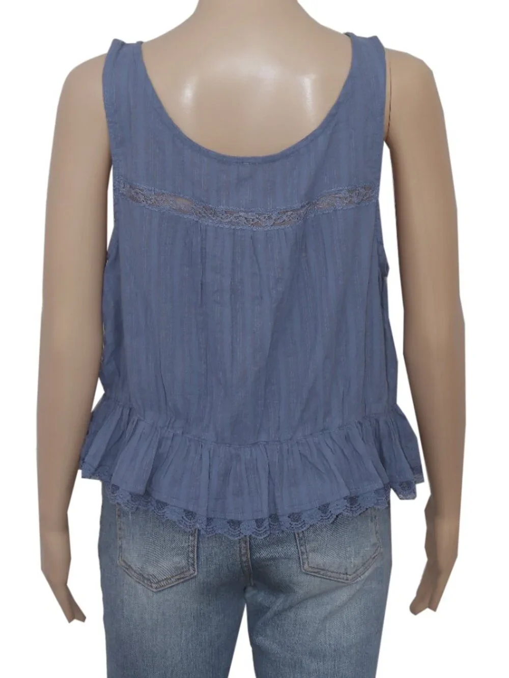 Free People Alana Lace Tank Sleeveless Buttondown Cropped Top L - Picture 5 of 7